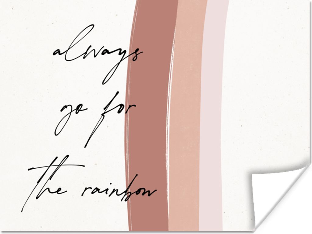 MuchoWow Poster Regenbogen - Immer auf den Regenbogen zugehen - Zitate - Text 40x30 cm - Plakate für die Wände - Poster Wohnzimmer