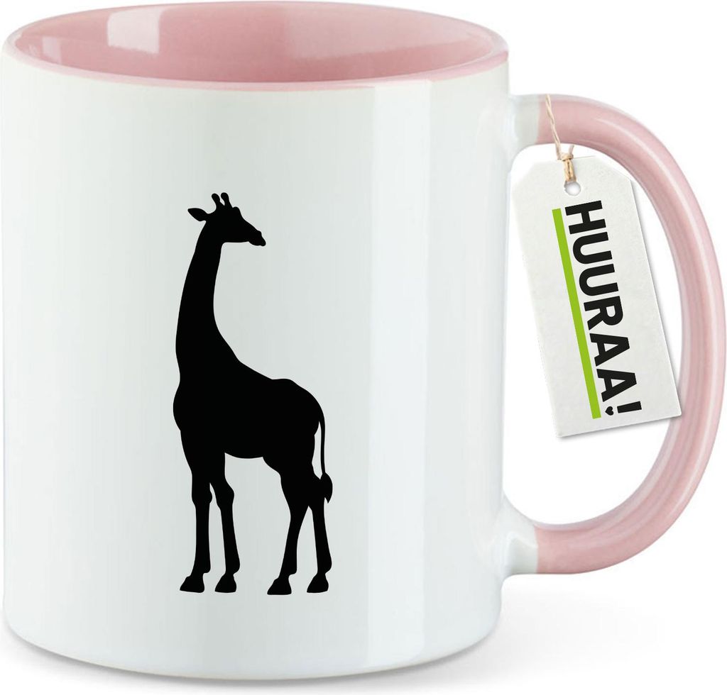 Huuraa Kaffeetasse Giraffe Silhouette 330ml Rosa Keramik Kaffeebecher Geschenkidee