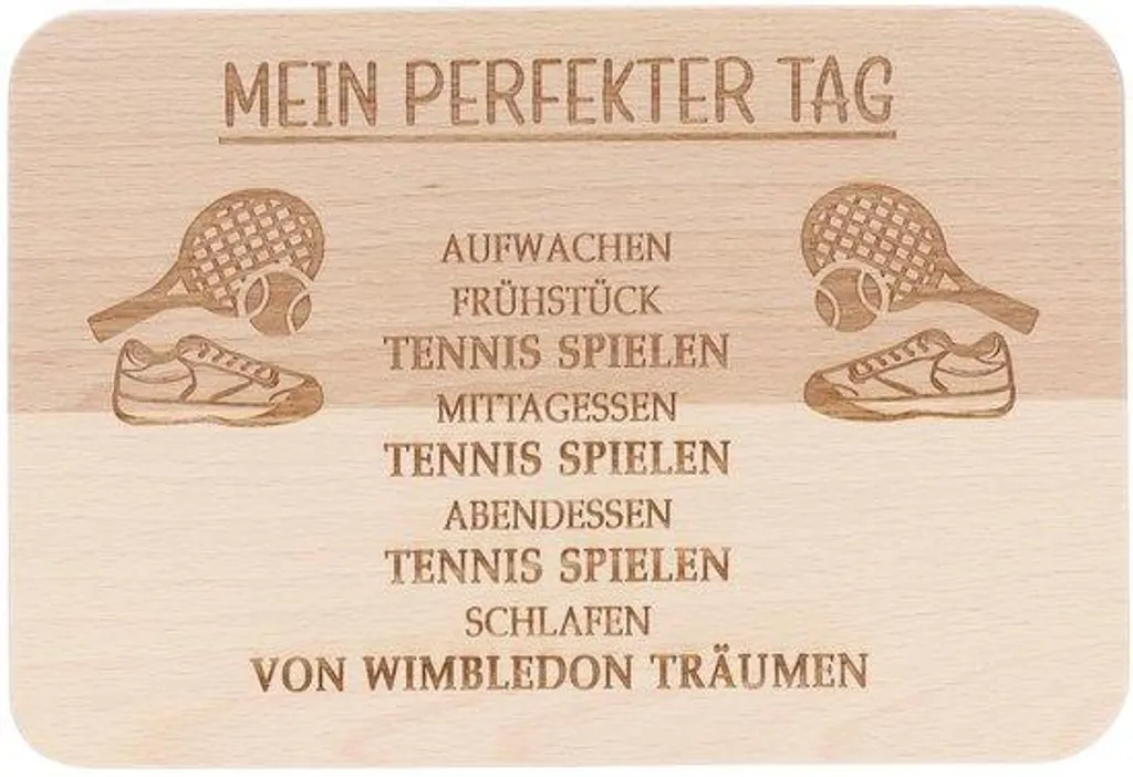 Plateau à collation de tennis gravé en bois massif - Planche apéro 30cm