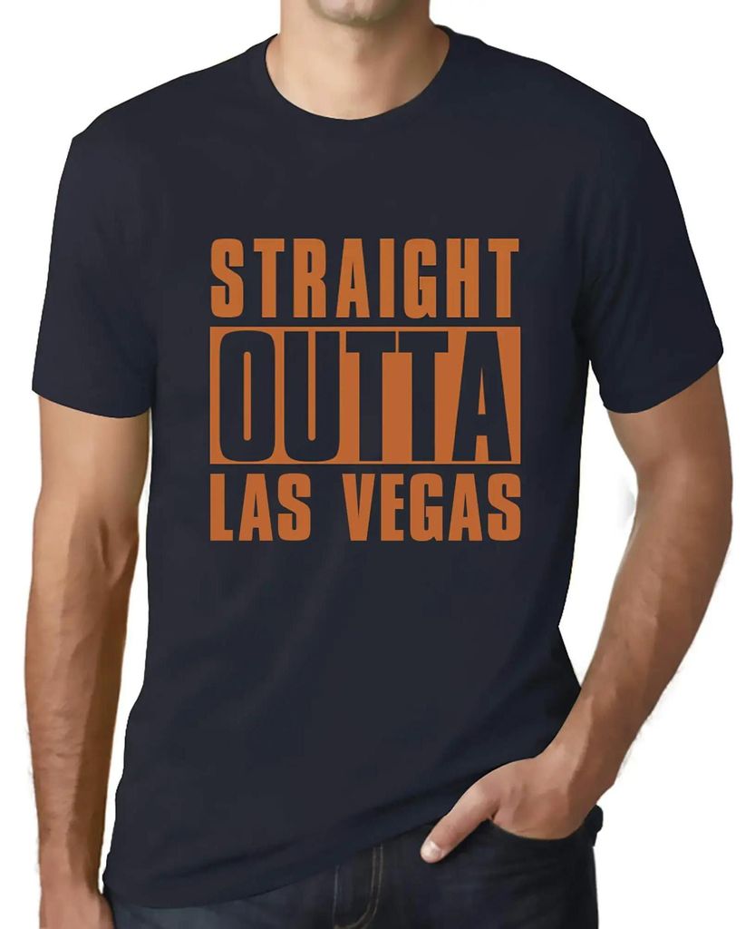 Herren Grafik T-Shirt Straight Outta Las Vegas Öko-Verantwortlich Vintage Jahrgang Kurzarm Lustige Druck Geburtstag Geschenk Mann