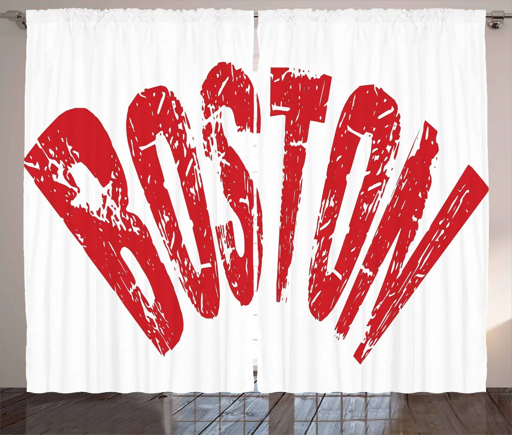 ABAKUHAUS Boston Tenda rustica, Calligraphic Letters Formular, Tende universali per soggiorno con passanti e ganci, 280 x 245 cm, vermiglio e bianco