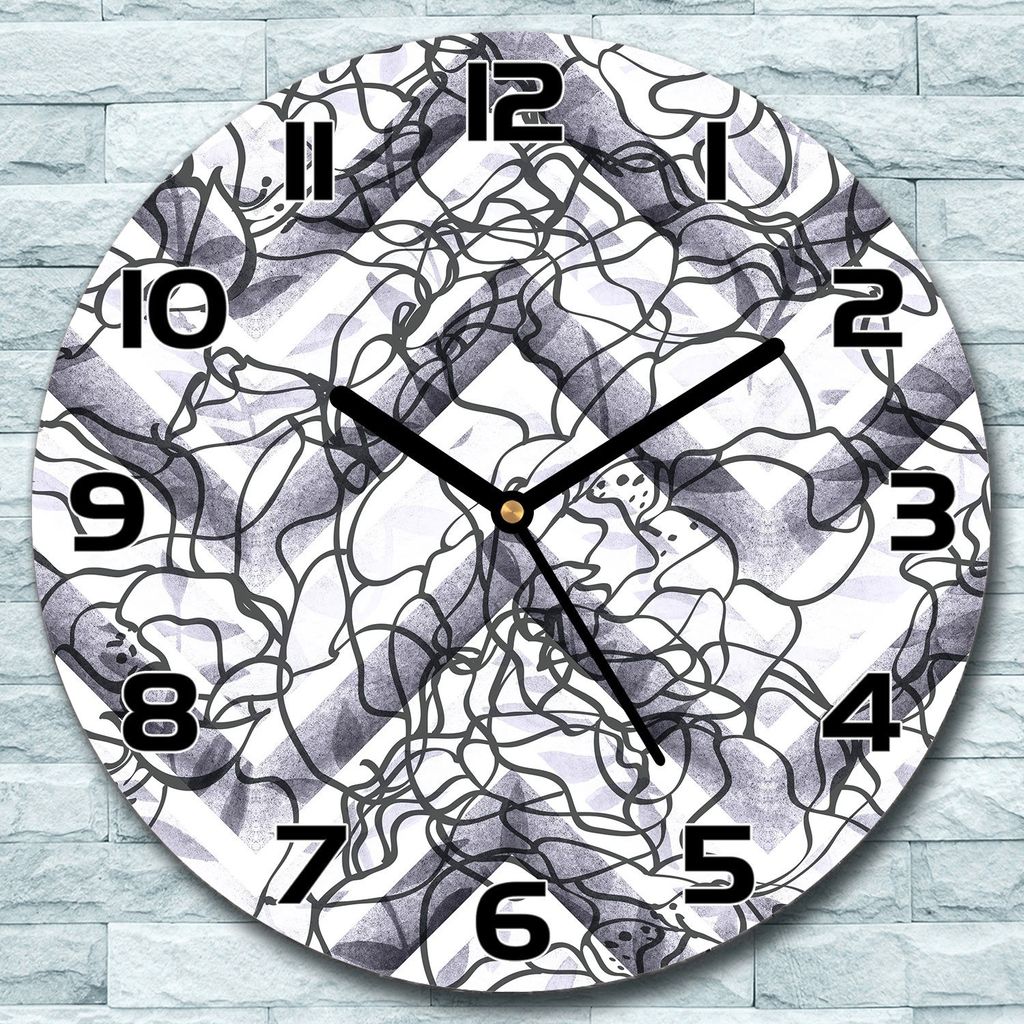 Wanduhr aus Glas Rund fi 30 Abstrakt Blumen Quarz Deko Produktbild 