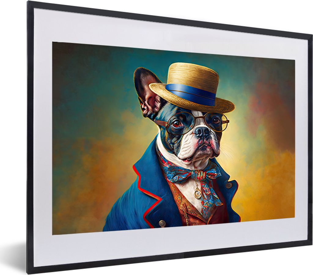 MuchoWow Gerahmtes Poster Hund - Kleidung - Accessoires - Farbe - Porträt 60x40 cm - Poster mit Schwarzem Bilderrahmen Wandposter Rahmen Foto Bi...
