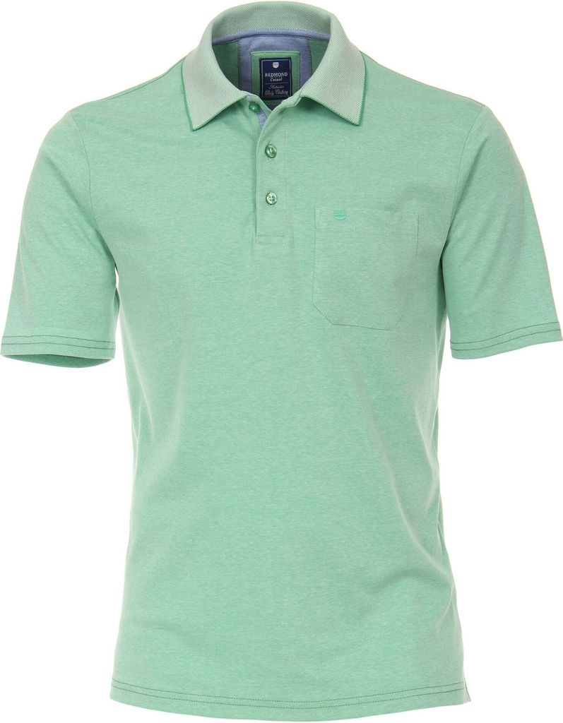 REDMOND Casual Herren Polo-Shirt Kurzarm Polokragen Knopfleiste Regular Fit Baumwollmix Jersey Pflegeleicht Atmungsaktiv Bügelfrei uni Hellgrün L