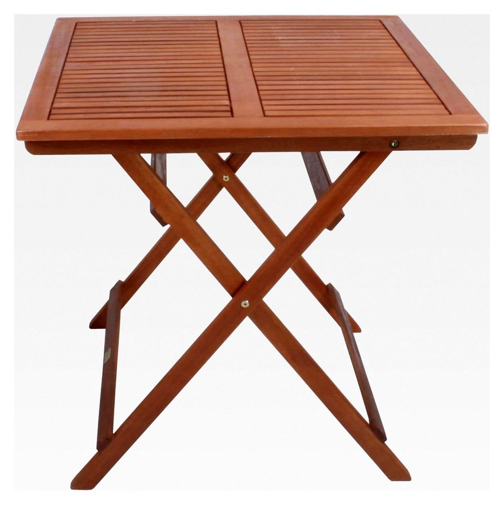 Eckiger Gartentisch aus Eukalyptus - 70 x 70 cm - geölter Klapptisch - Beistelltisch für Garten, Balkon und Terrasse, witterungsbeständig