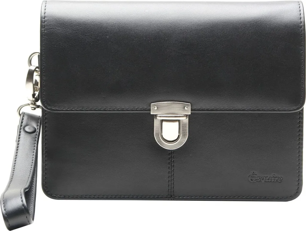 Esquire Borsa da Polso Oxford in Pelle Nera | Borsello Uomo Elegante