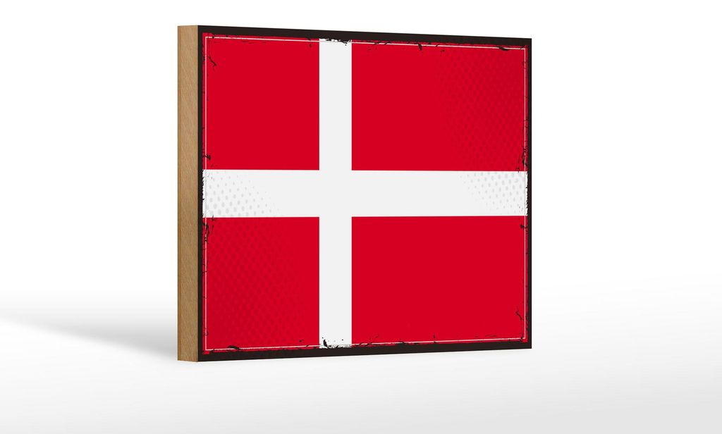 Holzschild Flagge Dänemark 18x12cm Retro Flag of Denmark