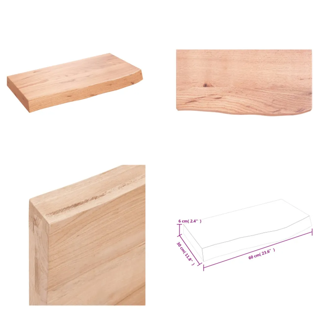 vidaXL Scaffale a muro marrone chiaro 60x30x(2 6) cm in legno massiccio trattato con rovere - Scaffale a muro - Scaffale a muro - Scaffale portaoggetti - Scaffale galleggiante