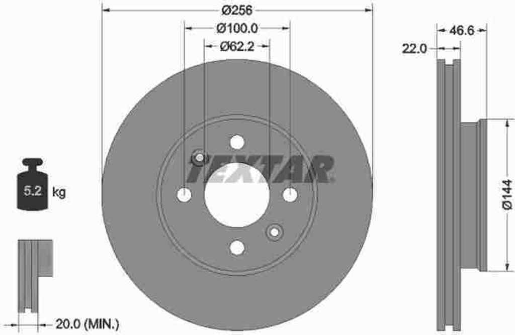 TEXTAR Bremsscheibe Artikel: 92164703
