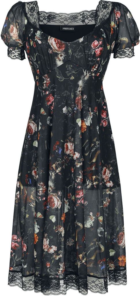 Jawbreaker Mittellanges Kleid Damen Night Garden Print Midi Dress multicolor S