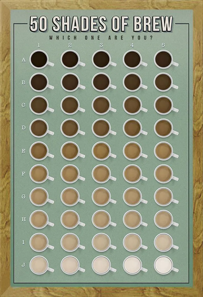 Poster Infografica Caffè 50 Shades of Brew + Cornice Shinsuke Rovere