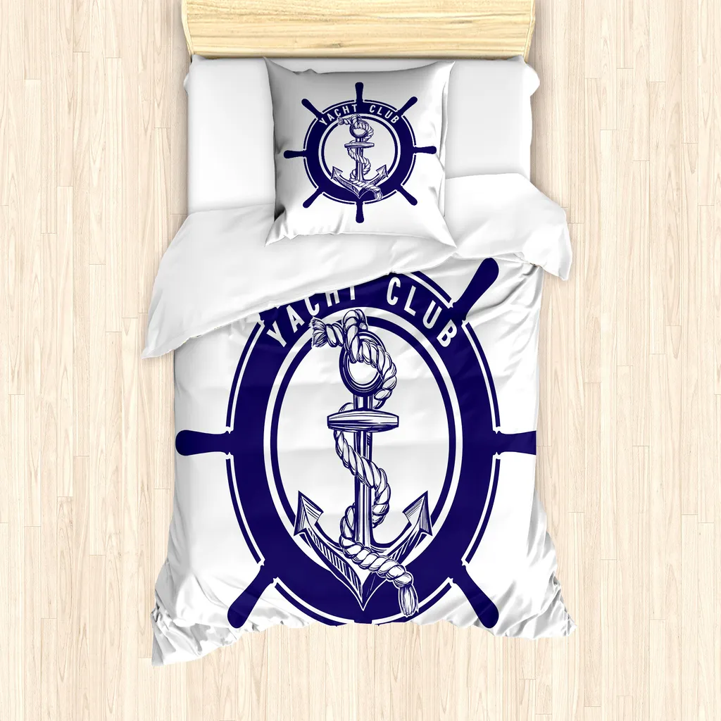Copripiumino Singolo Vintage Tattoo Nautical Abakuhaus Indaco