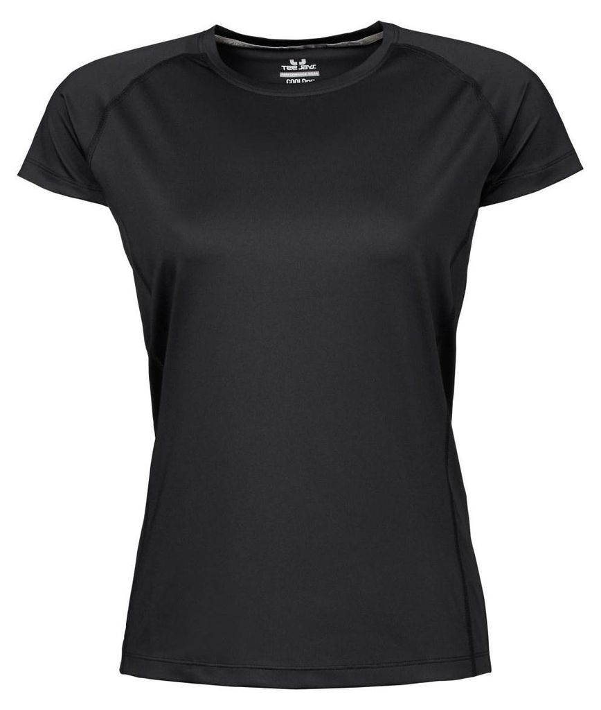 Tee Jays Damen Cool Dry T-Shirt, Kurzarm FK917 (M) (Schwarz)