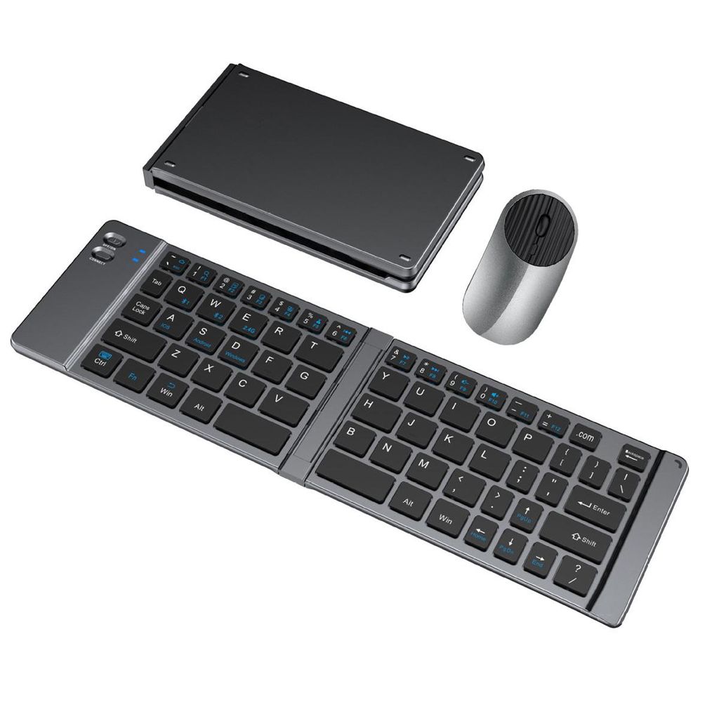 Faltbare Bluetooth Tastatur & Maus – Kabellos, Leise, Wiederaufladbar – Kompatibel mit iOS, Android, Windows