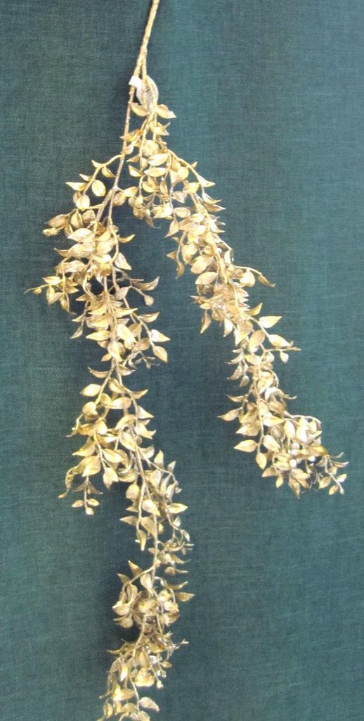 Künstlicher Dekoblätterzweig hängend gold ca. 80 cm