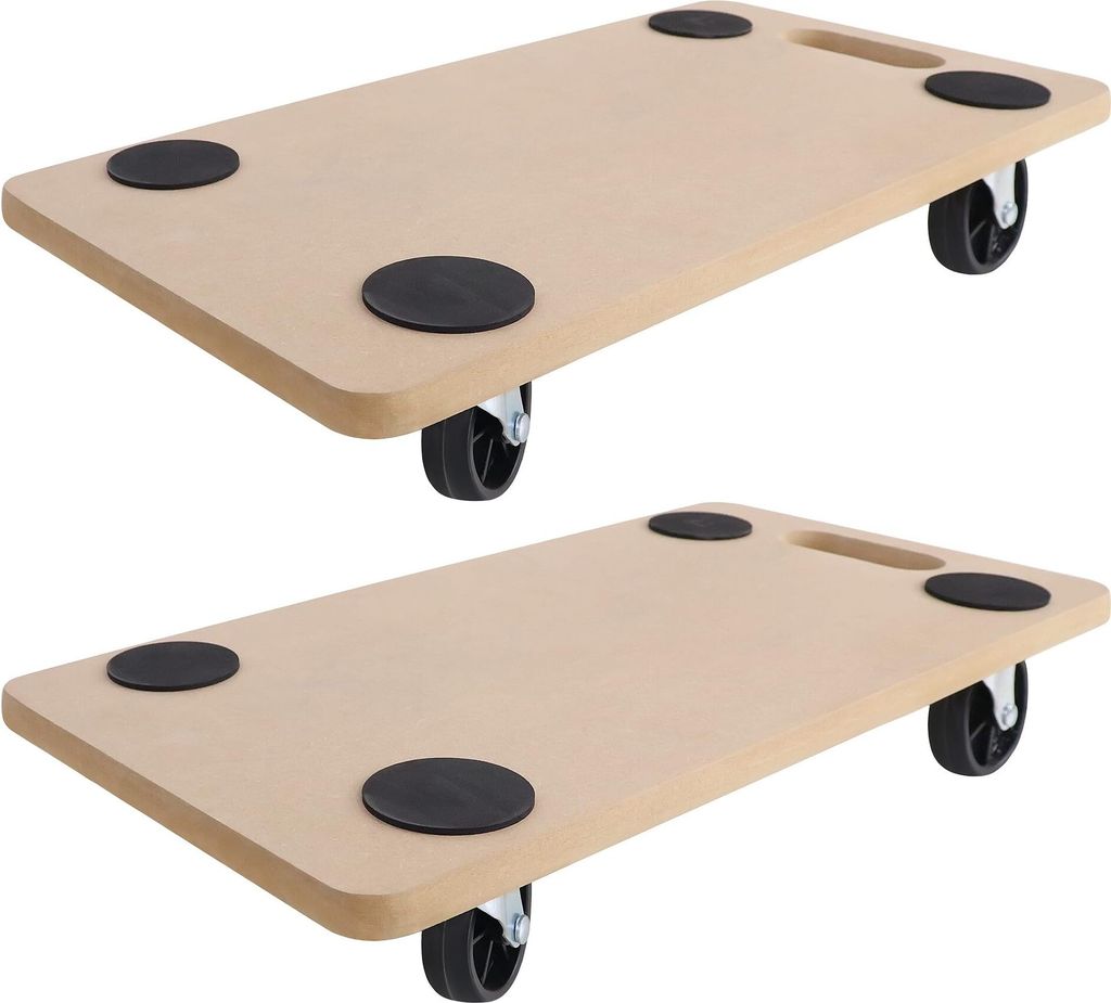 TWOLIIN 2 Stück Transportroller 580 x 290 x 108mm Rollbretter Transport aus MDF-Platte Möbelroller Transporthilfe für Umzug Möbel-Transport - 2...
