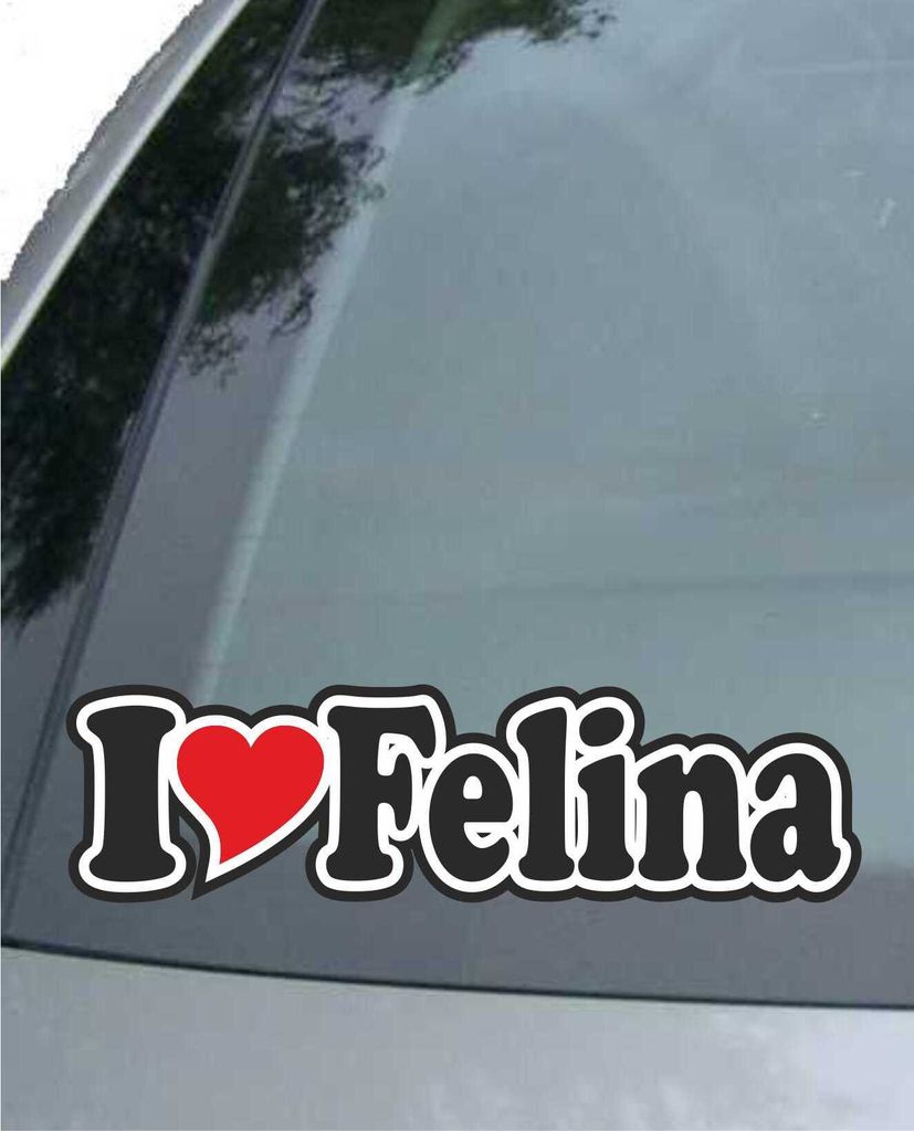 INDIGOS UG - Aufkleber / Autoaufkleber - I Love Heart - Ich liebe mit Herz 15 cm - I LOVE Felina - Auto LKW Truck - Sticker mit Namen vom Mann Frau...