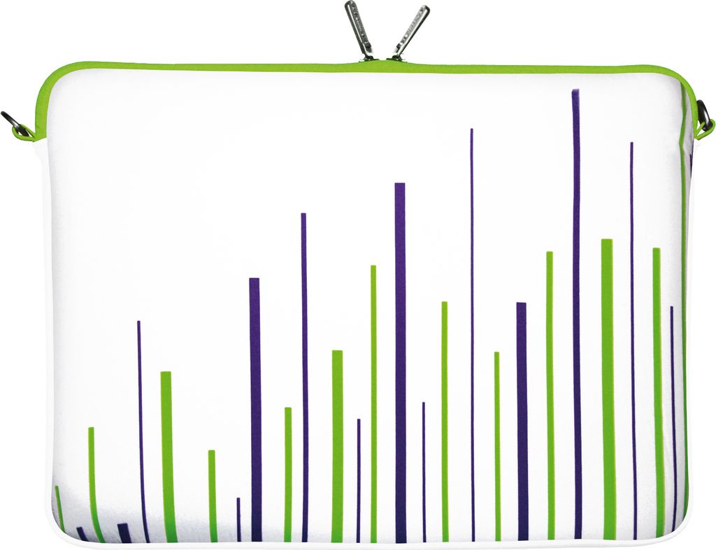 LS130-15 White Stripes Designer Laptoptasche 15,6 Zoll (39,1 cm) aus Neopren Laptop-Hülle Sleeve Tasche Schutzhülle Cover Case weiß grün lila