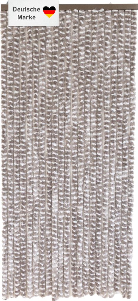 Flauschvorhang 90x200cm taupe-weiß meliert, Fliegenschutz, Produktbild 