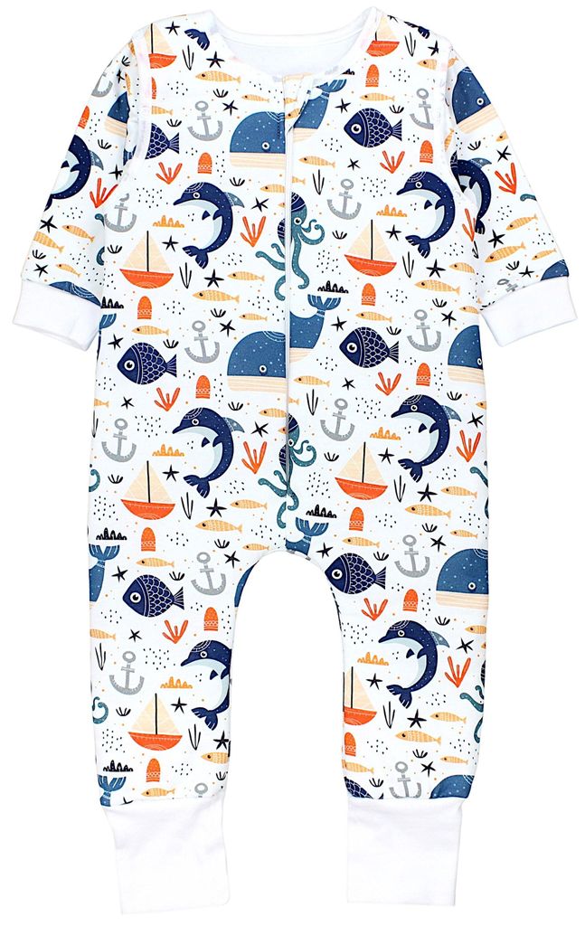 TupTam Baby Schlafsack Baumwolle 2.5 TOG mit Füßen & abnehmbaren Ärmeln, Herbst Winter, warm & atmungsaktiv, Farbe: Unterwassertiere, Größe: 1...