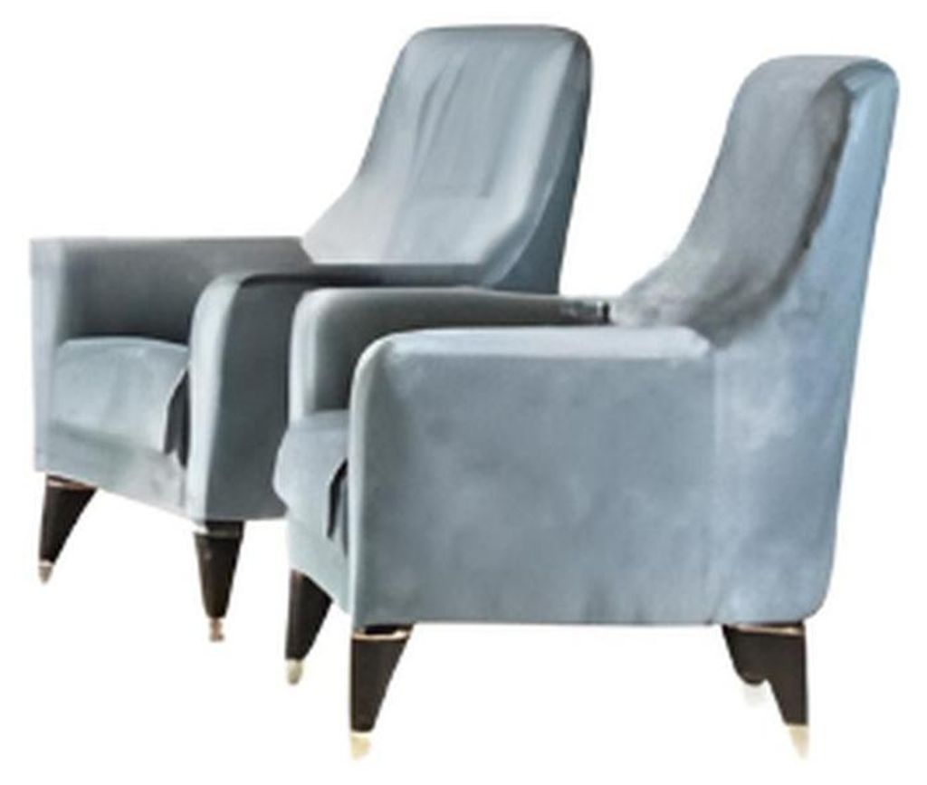 Stoffsessel Sessel Wohnzimmer Ohrensessel Grau Polster Holz