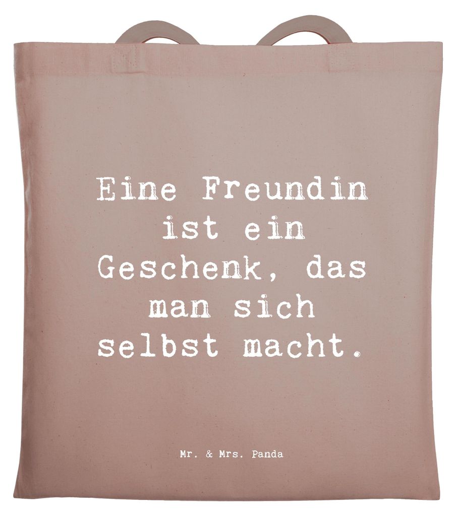 Mr. & Mrs. Panda Tote Bag Spruch Geschenk Freundin - Braun Produktbild 