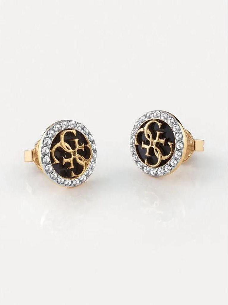 Guess Orecchini Acciaio Gold Esagono e Cristalli JUBE04651JWYGT/U Stainless Gioiellerie