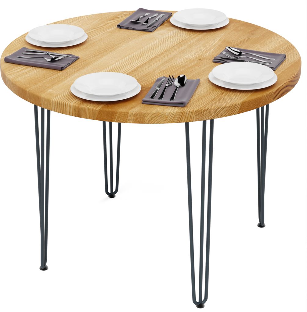 LAMO Manufaktur Esstisch rund 100cm | Wohnzimmertisch Holz, Bistrotisch | Runder Tisch für Küche, Restaurant | Stärke: 40mm, Farbe: Rustikal, Be...