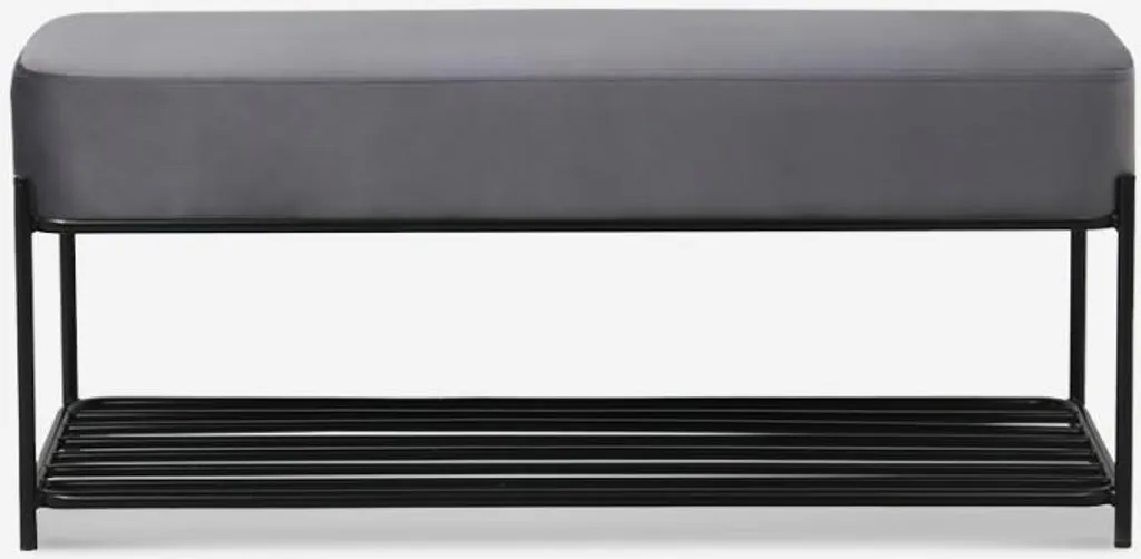 Banc de Rangement Chaussures Gris Foncé et Métal Noir Modèle Degas