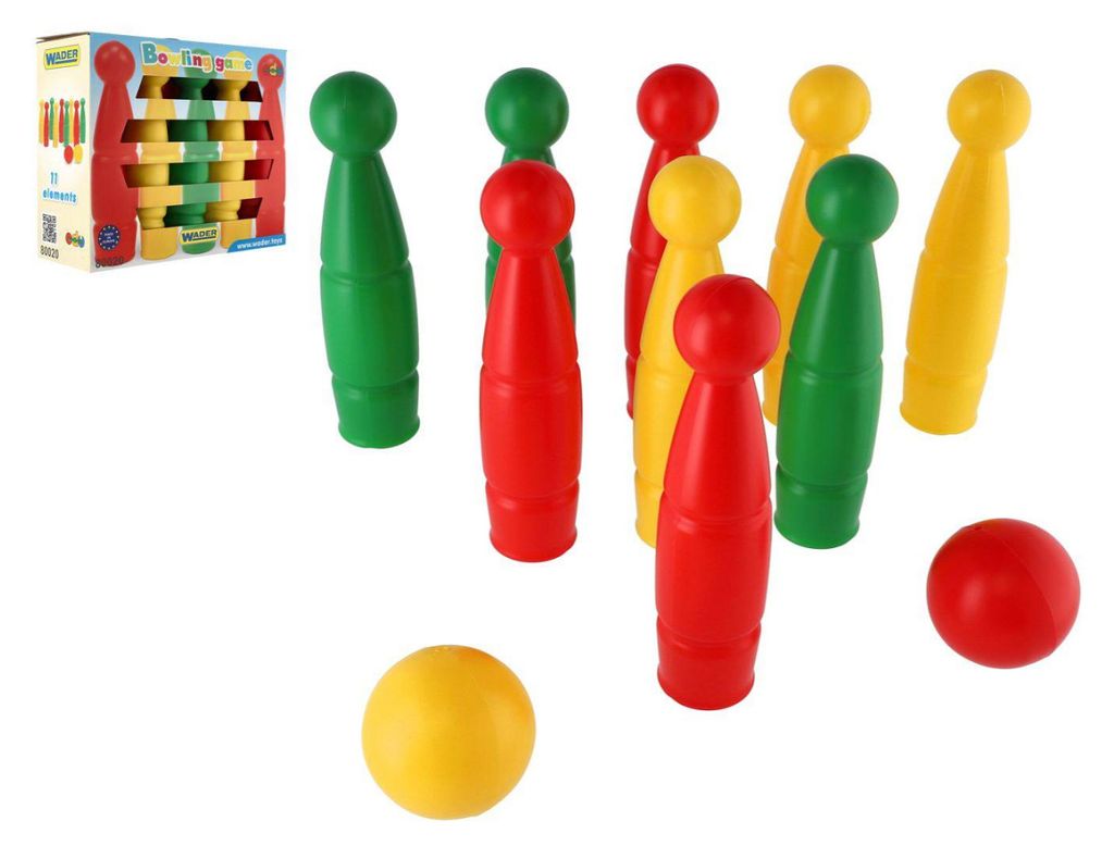Kužele plastové 24cm 9ks+2 loptičky v krabici Wader Obrázok produktu 