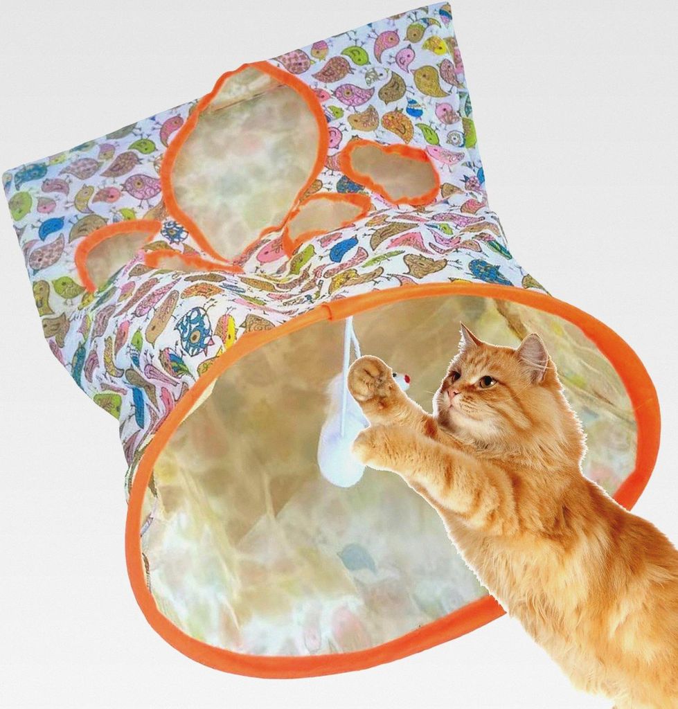 Katzentunnelspielzeug | Interaktive faltbare Tunneltasche mit Sound, weicher Spieltunnel für Welpen, Schweinchen, tragbares Spielzeug für kleine ...