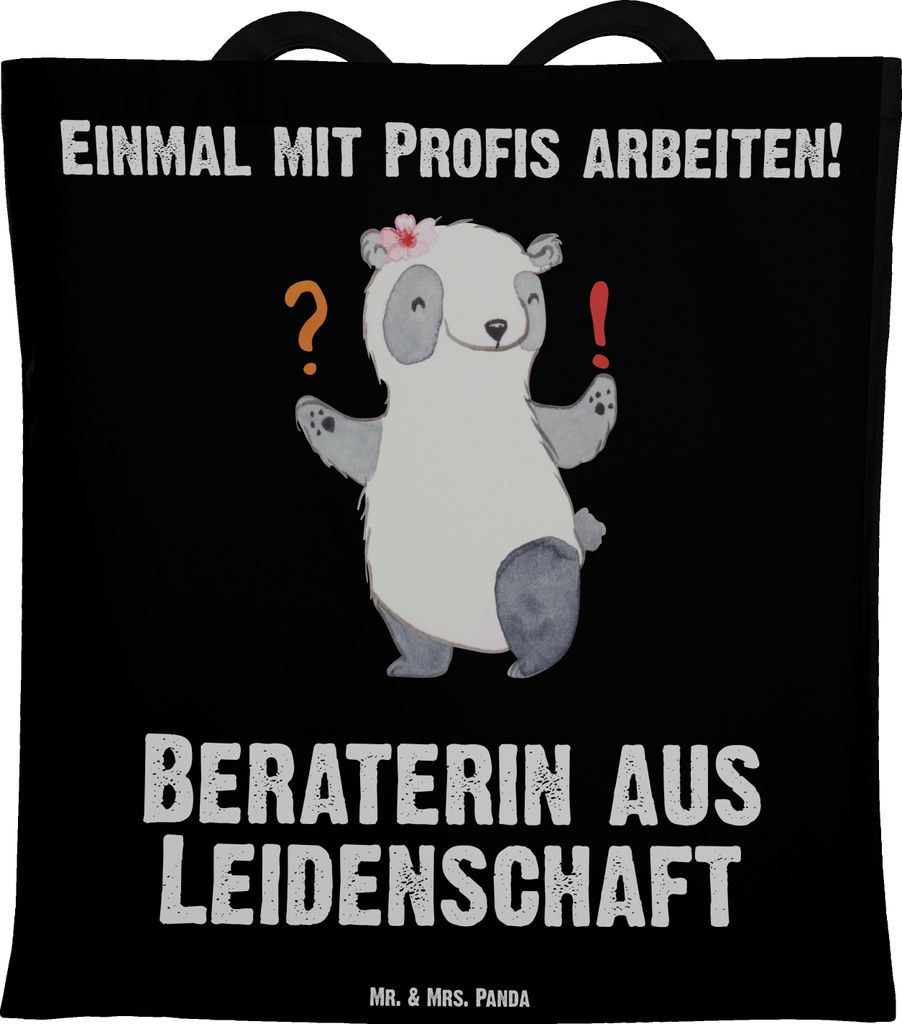 Mr. & Mrs. Panda canvas tasche Beraterin Leidenschaft - Schwarz - Geschenk, Shopping, Lustig, IT Beratung, Tote Bag, dokumententasche, Laptoptasche...