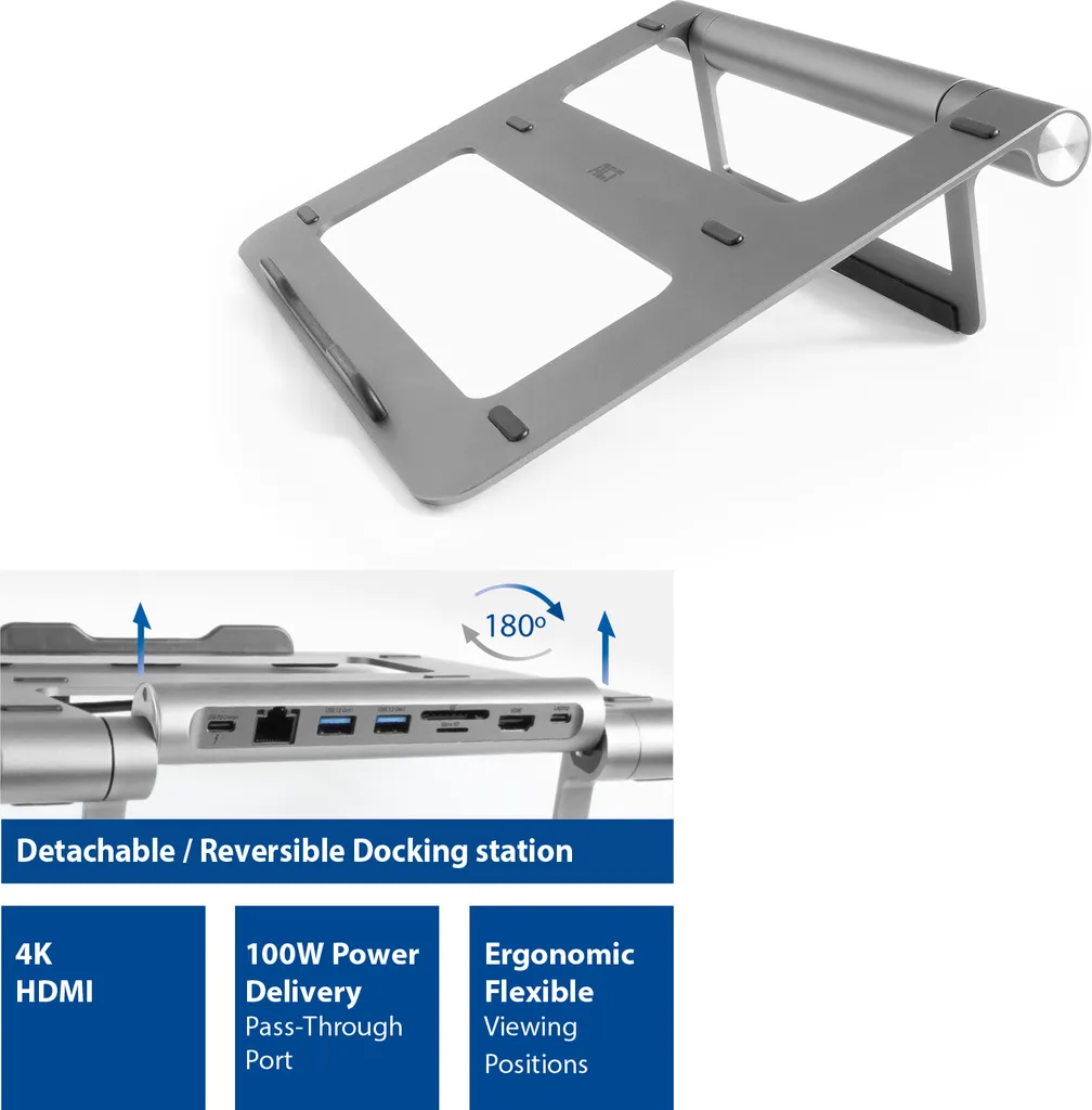 Évitez le Mal de Dos avec ce Support PC Portable et Dock ACT AC8125 - 2