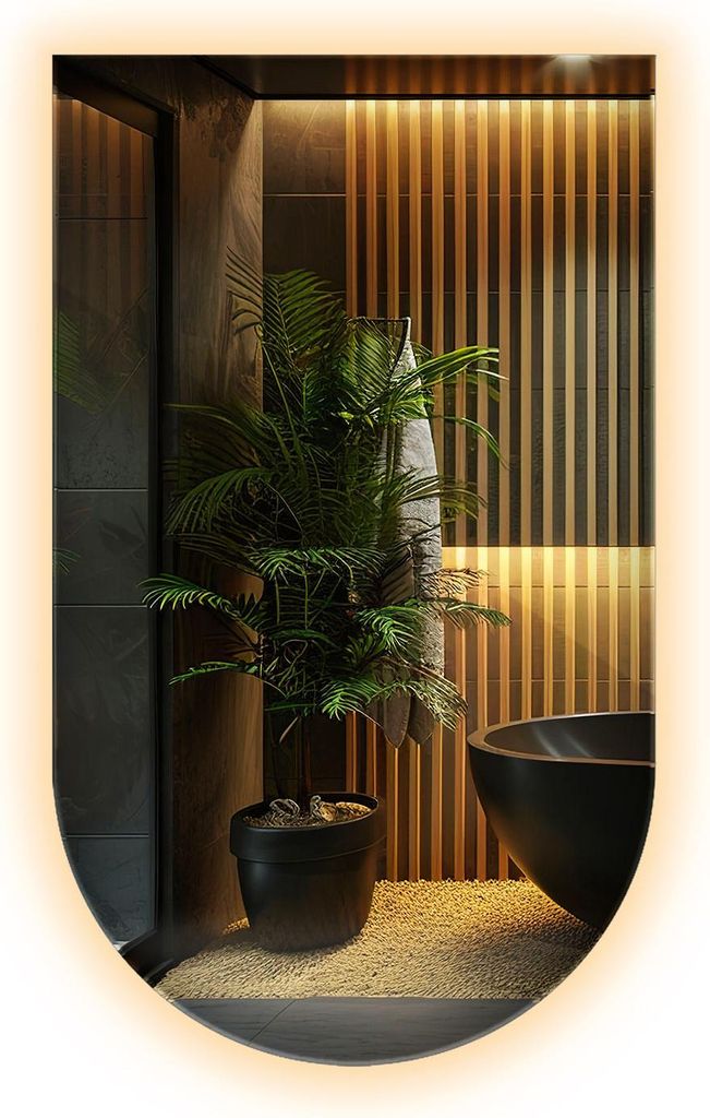 LED Spiegel Oval Abgeschrägt 70x40 cm – Moderner Wandspiegel mit LED Beleuchtung Warmweiß 3000K für Badezimmer