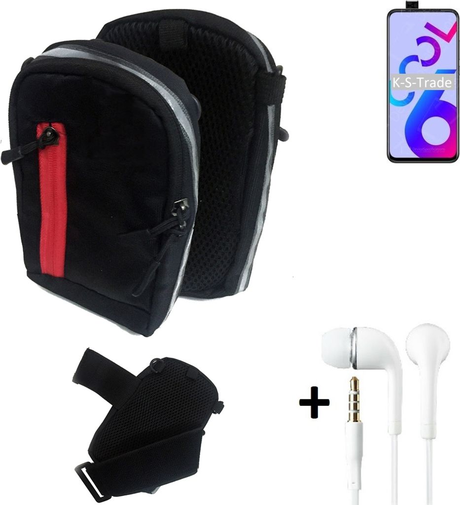 K-S-Trade Outdoor Gürteltasche Holster Umhängetasche + Kopfhörer kompatibel mit Coolpad Cool 6 schwarz Handy Tasche Case travelbag Schutzhülle