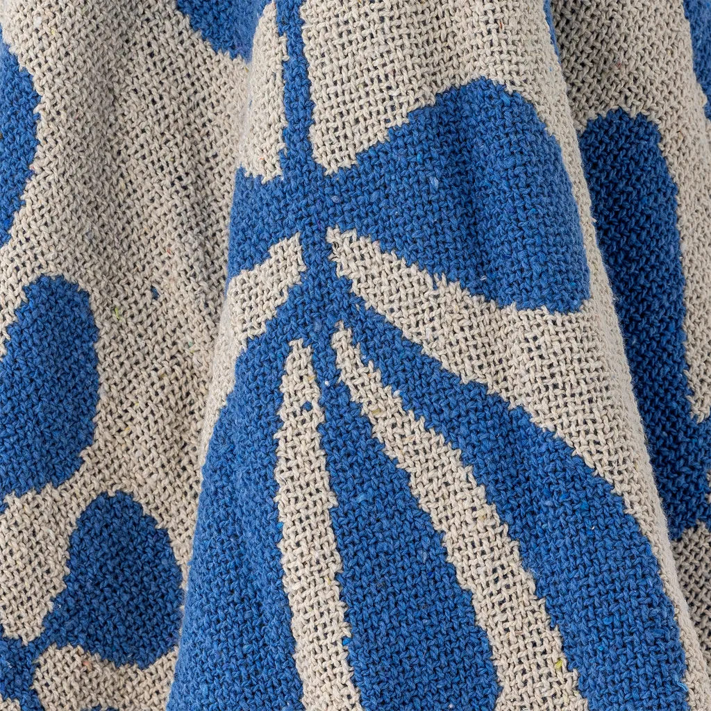 Jeté de lit bleu en coton recyclé éco-conçu pour chambre parentale - 4
