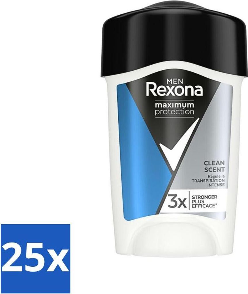 Rexona Men - Deodorant Stick - Maximaler Schutz Sauberer Duft - Antitranspirant - 45 ml - Vorteilspack - 25 Stücke