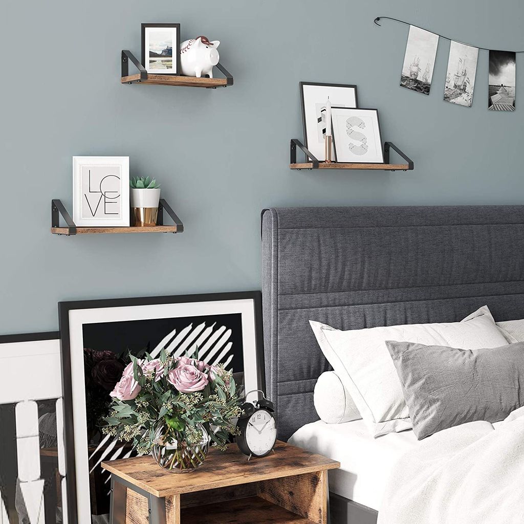 Vasagle Wall zestaw 3 półek z czarną ramą, brązowy Zdjęcie produktu 7