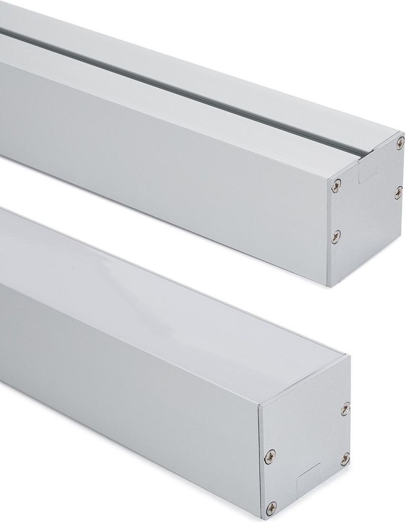 Aluminiumprofil Hängend XL 50x50 für LED Streifen bis 45 mm Aluminium 2 m Weiß transluzent
