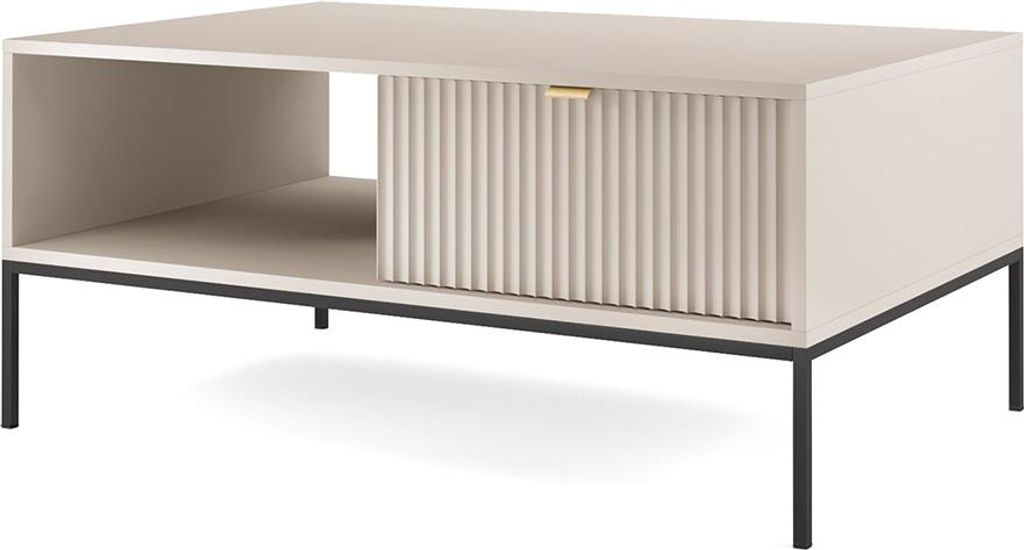 Couchtisch mit 104 cm Breite in kaschmir mit schwarzem Fußgestell - NEWCASTLE-160
