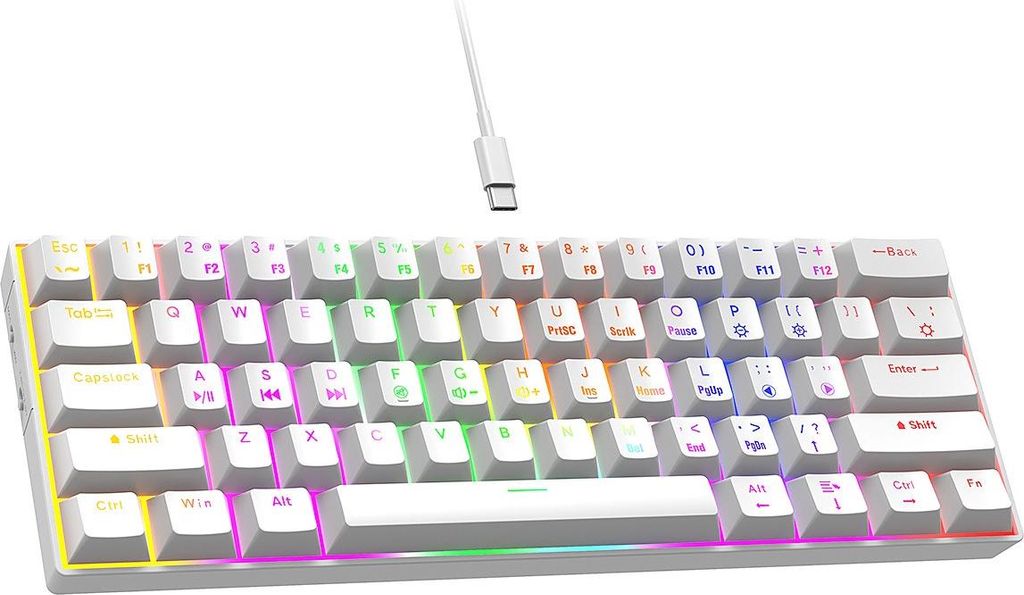 INF Kompakte 61-Tasten Mechanische Tastatur mit RGB-Beleuchtung - Tragbar Weiß