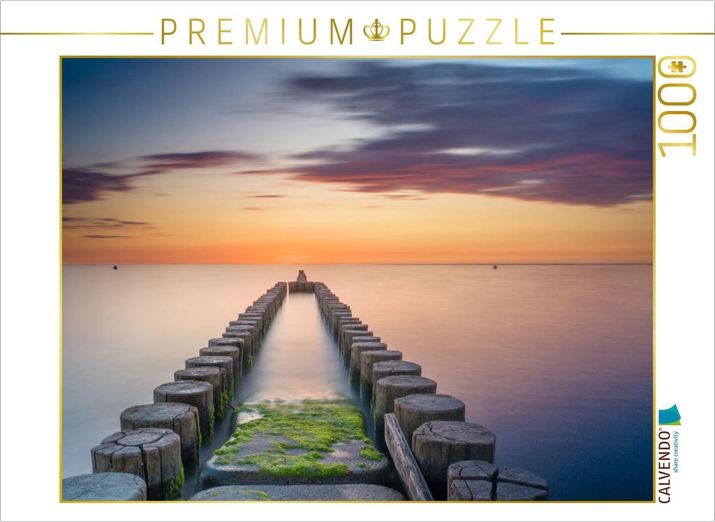 CALVENDO Puzzle Buhnen beim Sonnenuntergang über der Ostsee | 1000 Teile Lege-Größe 64x48cm Foto-Puzzle für glückliche Stunden