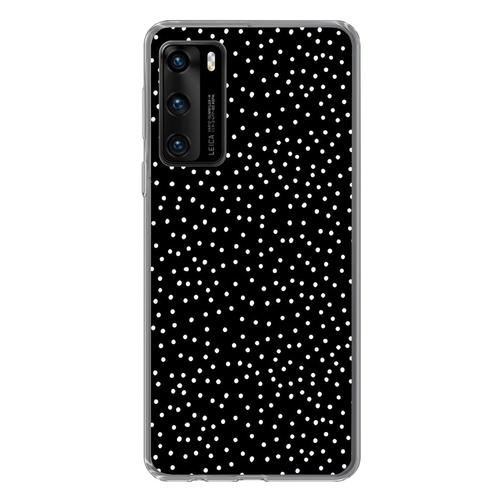 MuchoWow Handyhülle Schutzhülle Hülle für Huawei P40 Polka dots - Schwarz - Weiß Silikon Softcase Handy Hülle - Handytasche