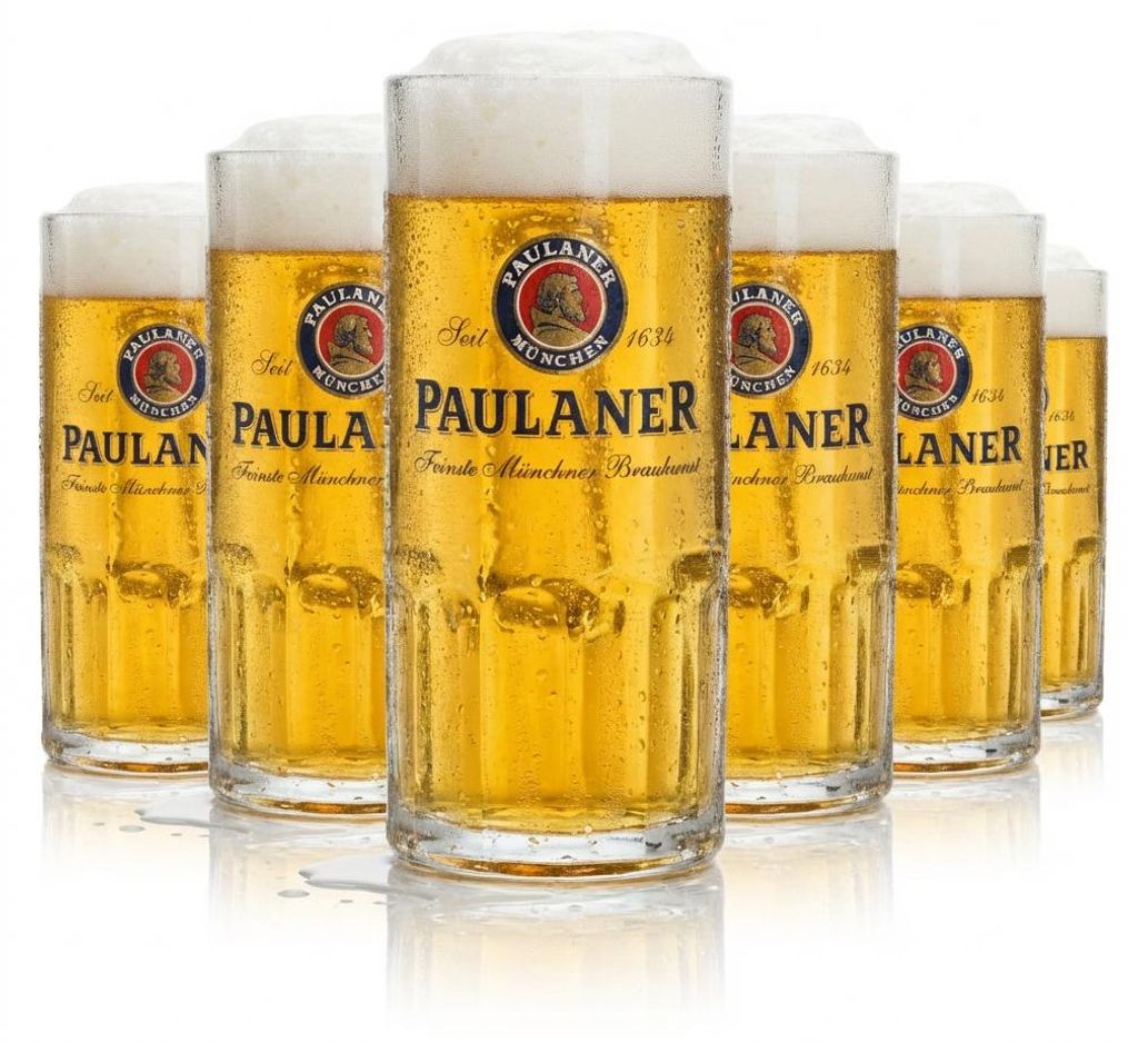6x Paulaner Bier Glas 0,4l Krug Moldau Seidel Sahm Henkel Produktbild 