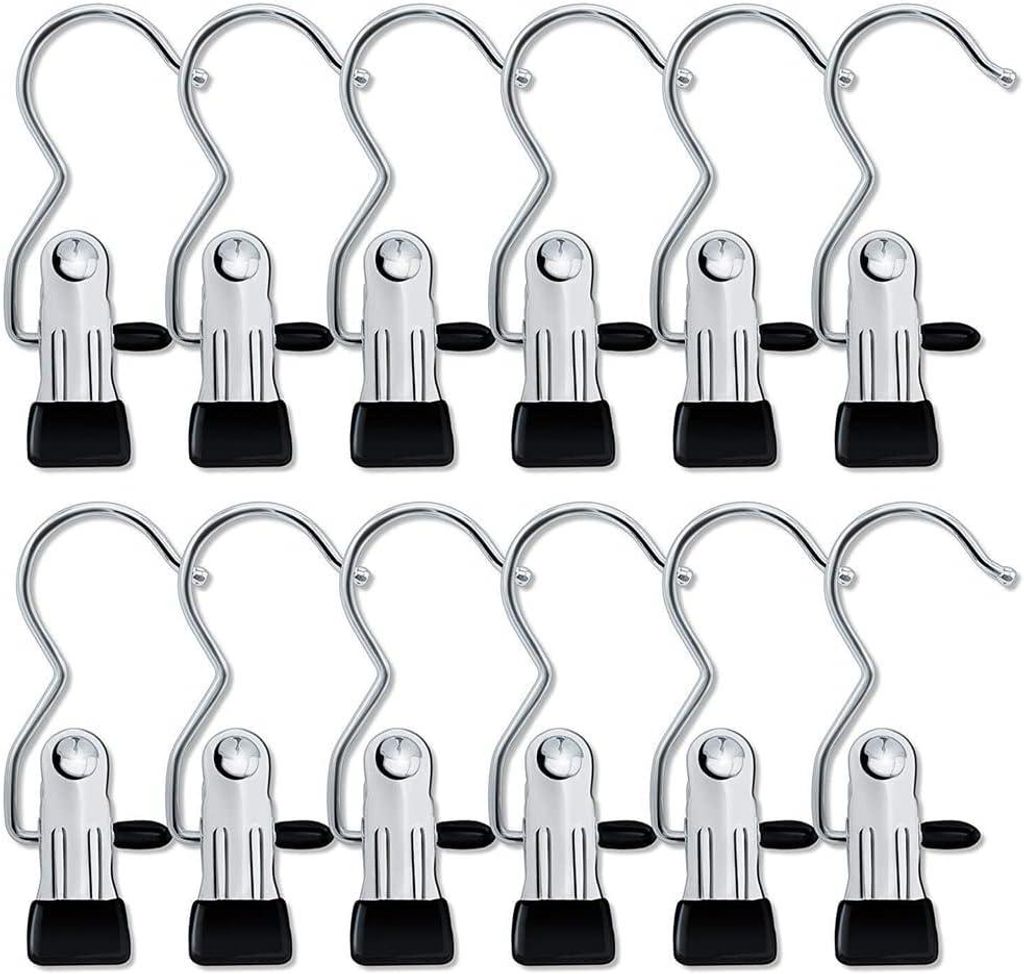 Set mit 30 Kleiderbügeln zur Organisation von Kleiderschränken und Hosen, platzsparend, tragbar, mit einzelnen Clips aus Edelstahl