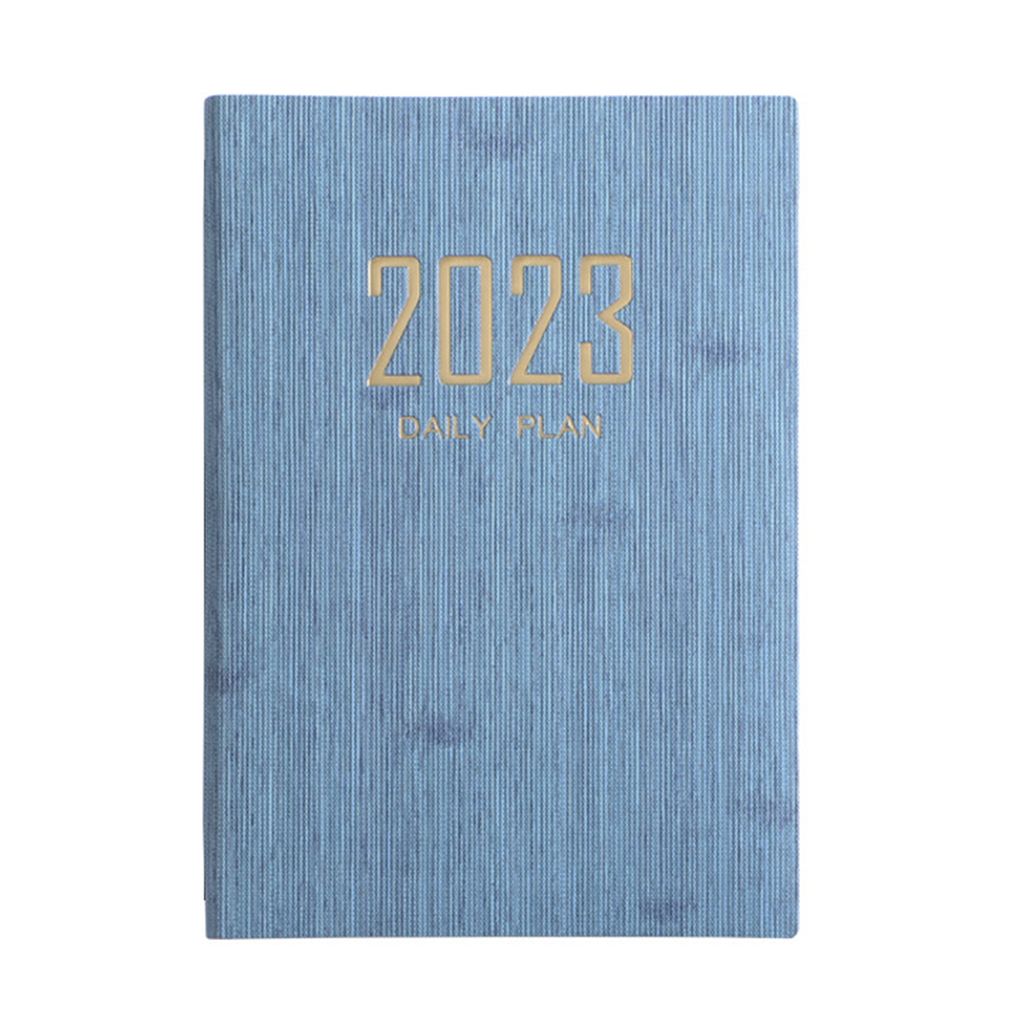 Tägliches Notizbuch Mehrzweck verdickter reibungsloses Schreiben Kunstleder-Deckungsagenda 2023 A5 Planer Buch für Schüler-Blau