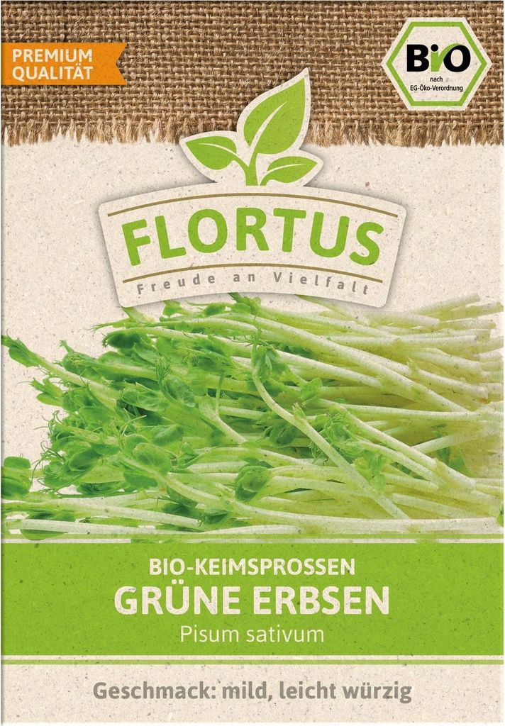 Keimsprossen Grüne Erbse | Keimsprossen von FLORTUS, Menge:75 g
