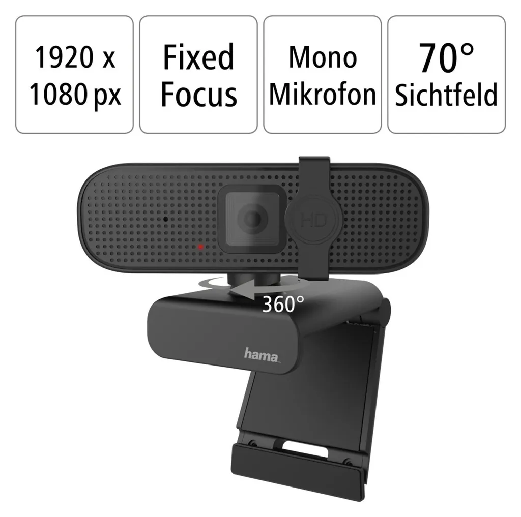 Webcam PC Full HD Hama C-400 Caméra de Conférence USB pour Ordinateur - 8