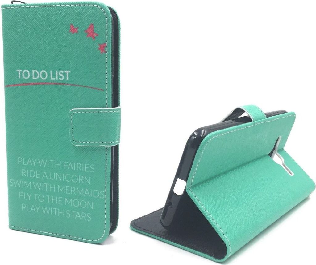 Handyhülle Tasche für Handy Samsung Galaxy J3 TO DO LIST Türkis