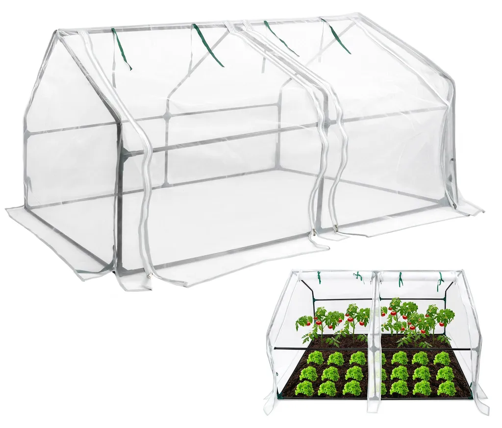 Mini serre de jardin avec aération fenêtre et porte zippée 180x90x90cm